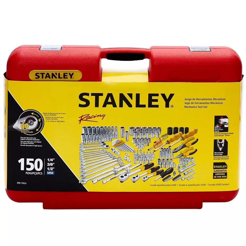 stanley-150-pcs-racing-mech-hand-tool-kit-chrome-vanadium-steel-body-and-12-inch-127-mm-14-inch-635-mm-38-inch-95-mm-hex-drive-r99-150la