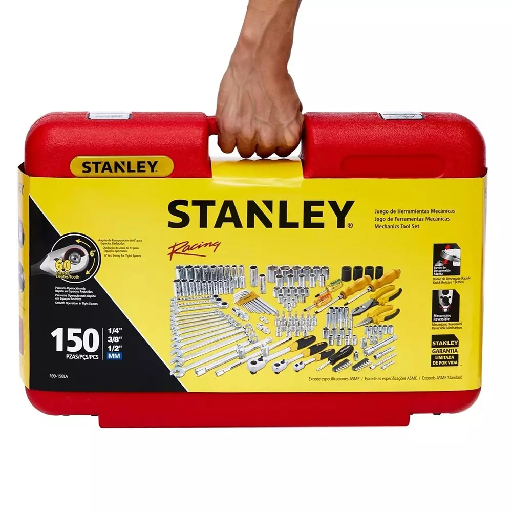 stanley-150-pcs-racing-mech-hand-tool-kit-chrome-vanadium-steel-body-and-12-inch-127-mm-14-inch-635-mm-38-inch-95-mm-hex-drive-r99-150la