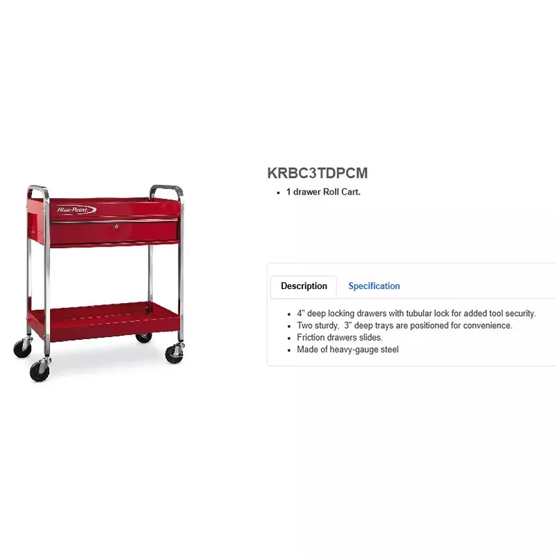 blue-point-service-cart-red-color-heavy-gauge-steel-body-and-136-kg-load-capacity-krbc3td