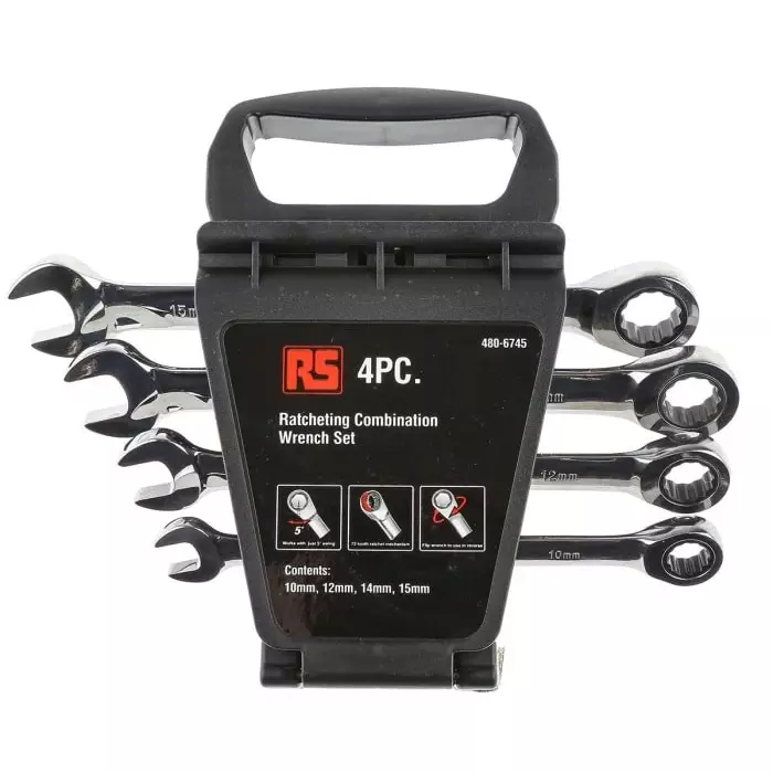 RS Pro Spanner Set 10 to 15 mm Chrome Vanadium Steel (Set of 4)