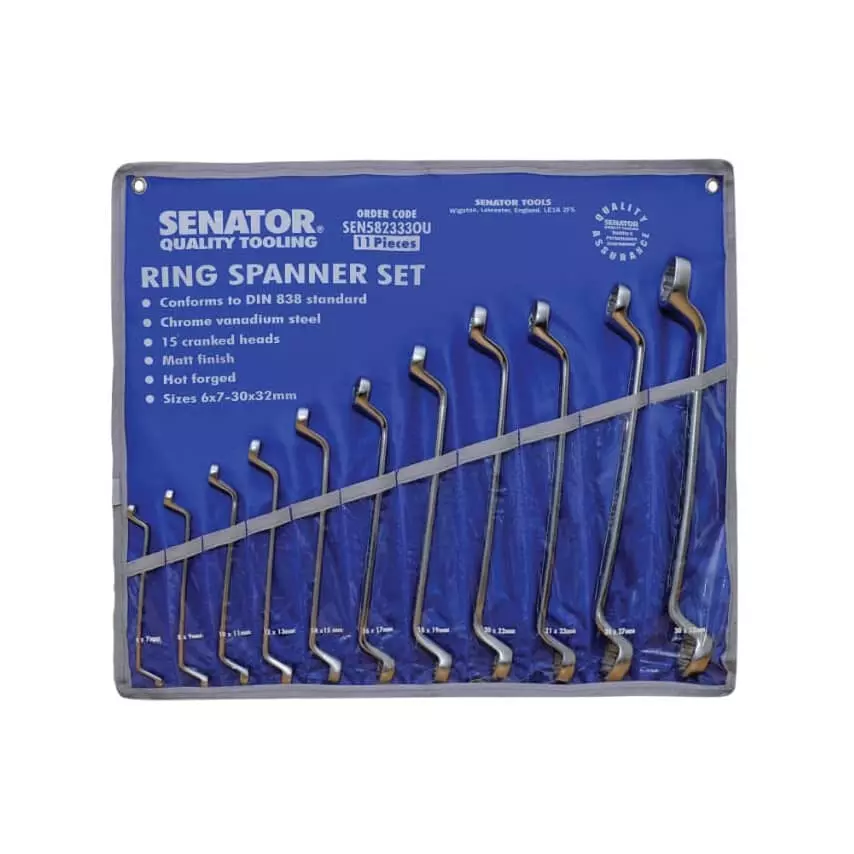 Senator Ring Spanner Set 6 - 32 mm Size Range Matt, Hot Forget Finish Chrome Vanadium Steel SEN5823330U (Pack of 11)