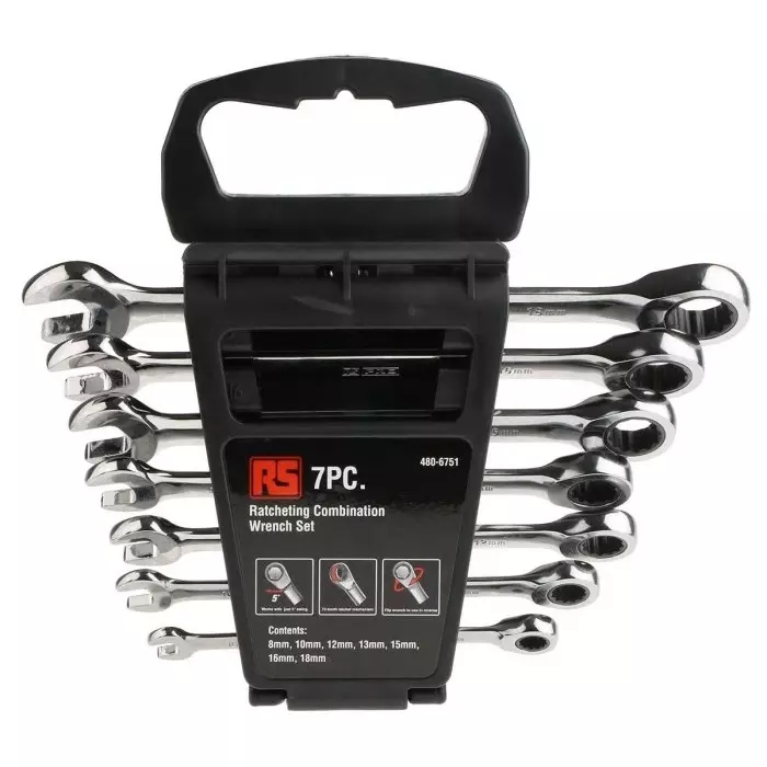 RS Pro Spanner Set 8 to 18 mm Chrome Vanadium Steel (Set of 7)