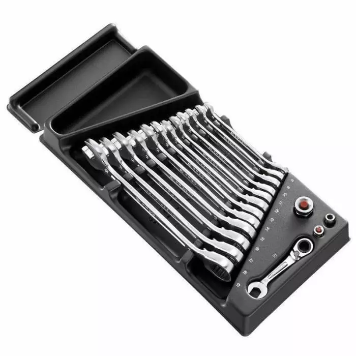 Facom MOD.467 Series 13-Piece Ratchet Spanner Set, 8 - 19 mm, MOD.467BJ13PB
