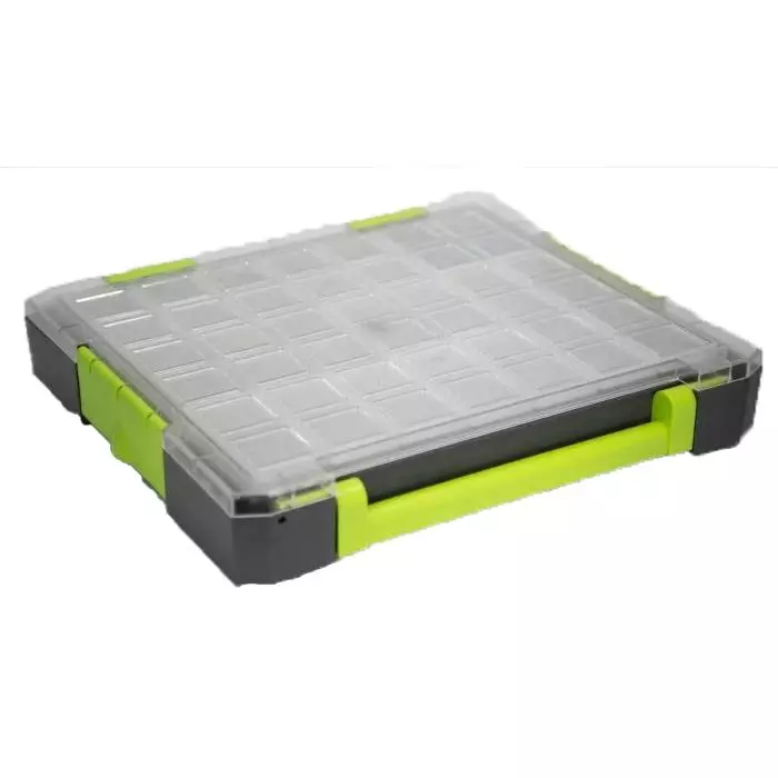 RS PRO 21 Cell Transparent, Grey, Green PP Compartment Box, 425mm x 375mm x 70mm Model No 7674973