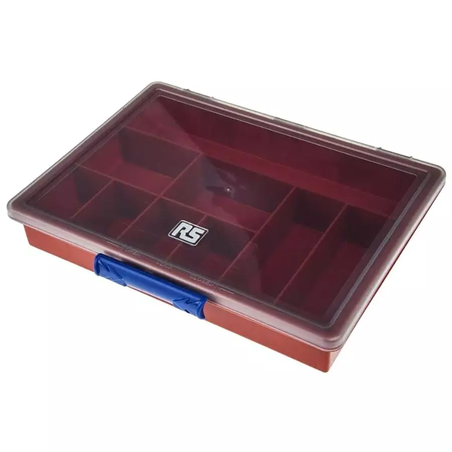 RS PRO 9 Cell Red PP Compartment Box, 43mm x 240mm x 195mm Model No 515574
