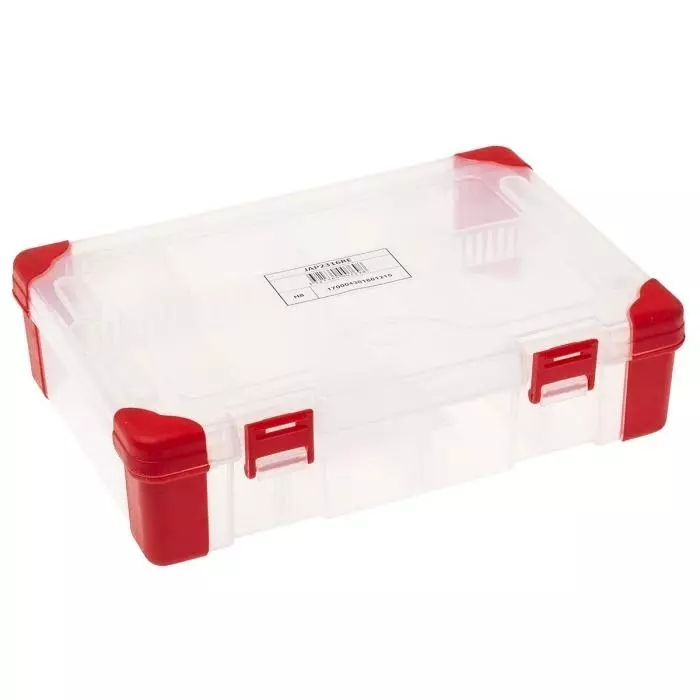 RS PRO 9 Cell Transparent Red Polypropylene, Adjustable Compartment Box, 60mm x 240mm x 170mm Model No 1246592