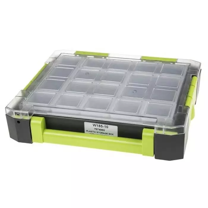 RS PRO 10 Cell Transparent, Grey, Green PP Compartment Box, 325mm x 275mm x 70mm Model No 7674960