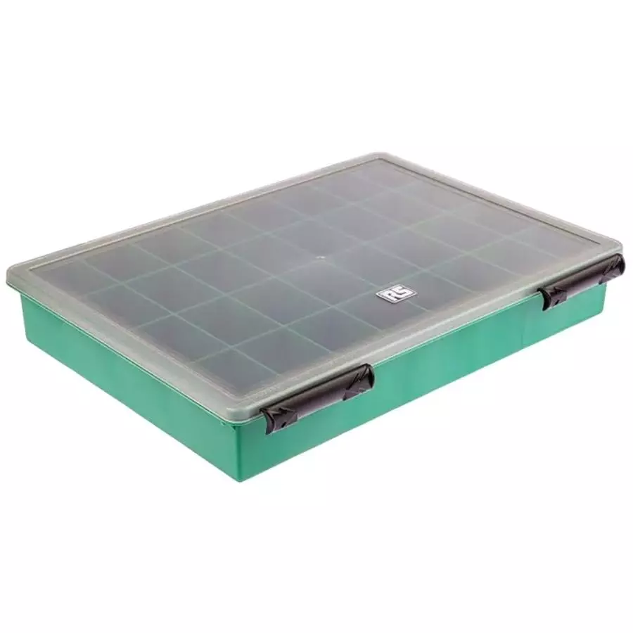 RS PRO 32 Cell Green PP Compartment Box, 57mm x 338mm x 260mm Model No 515603