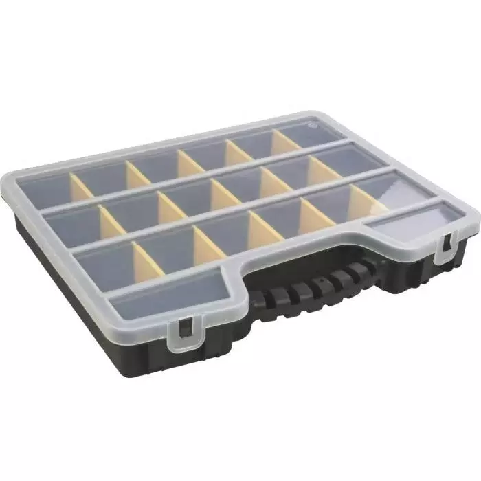 RS PRO 17 Cell Black, Transparent PP, Adjustable Compartment Box, 60mm x 395mm x 305mm Model No 4350179