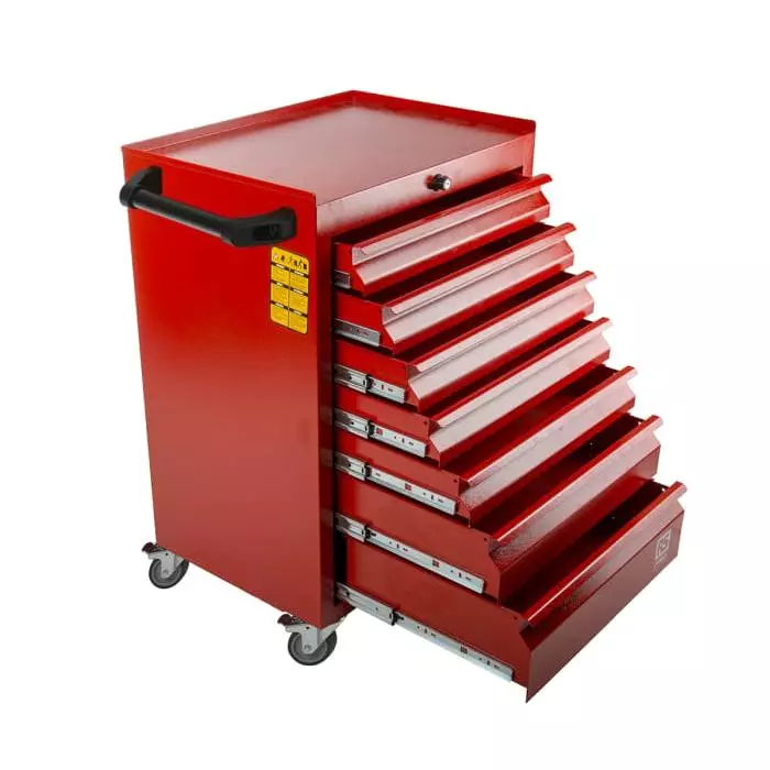 RS PRO 7 drawer Steel WheeledTool Chest, 970mm x 630mm x 450mm Model No 7531589