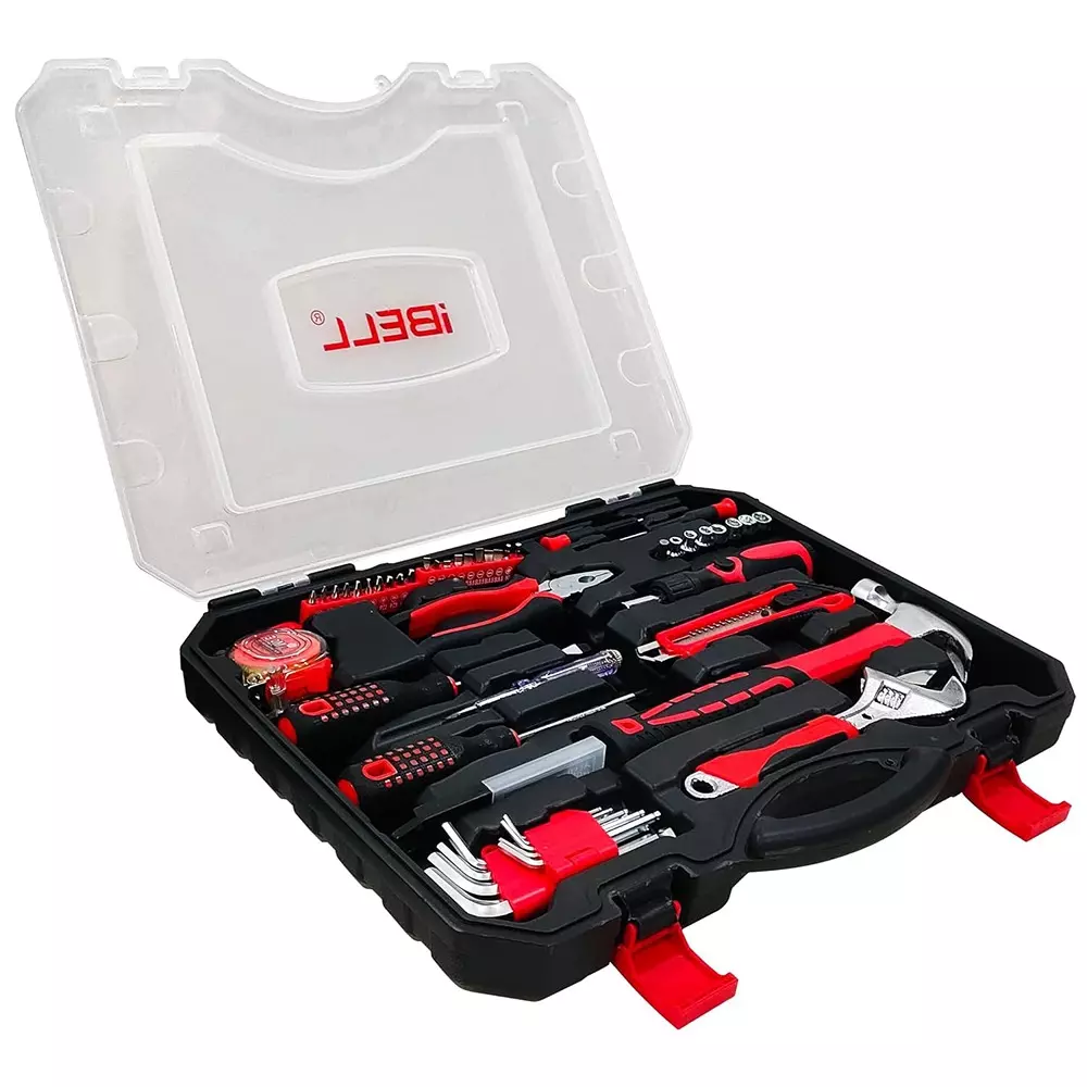 IBELL 53 Pcs House Hold Tool Set with 38x47 cm Transparent Plastic Case, IBL TB53-23