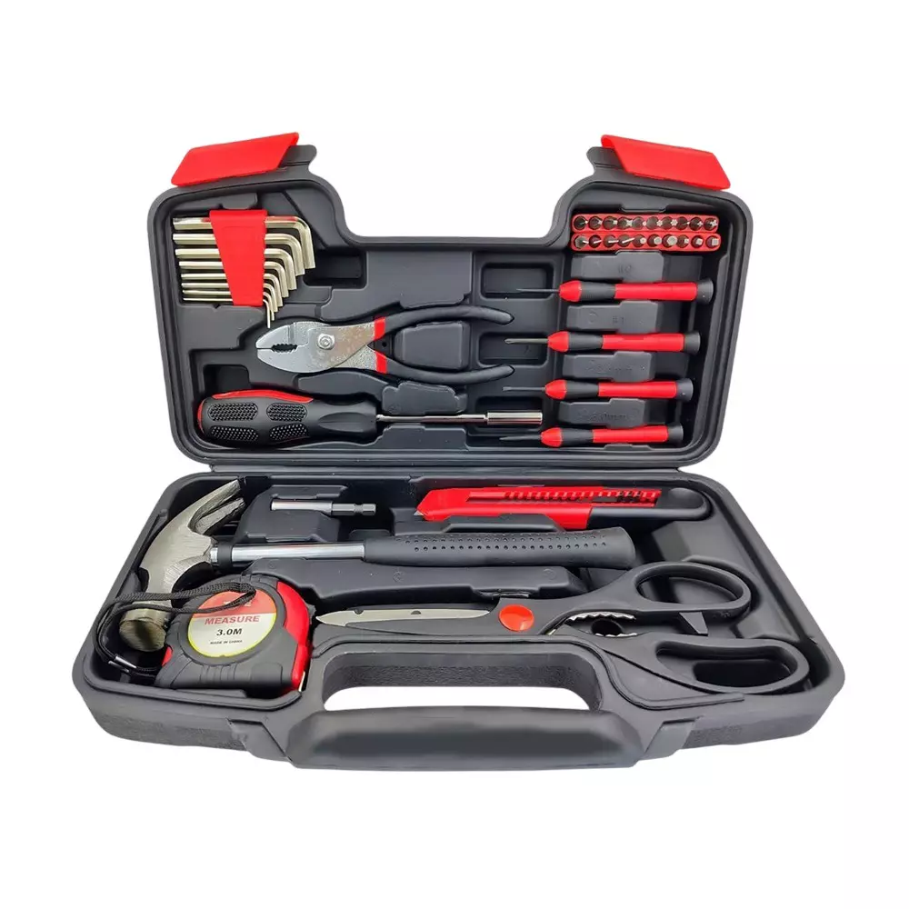 A.D INTERNATIONAL 39 Pcs General Household Hand Tool Kit With Plastic Toolbox Storage Case, 100-CS-189