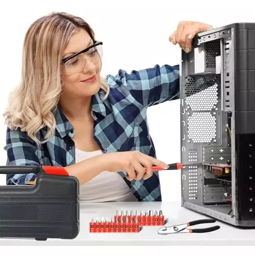 A.D INTERNATIONAL 39 Pcs General Household Hand Tool Kit With Plastic Toolbox Storage Case, 100-CS-189