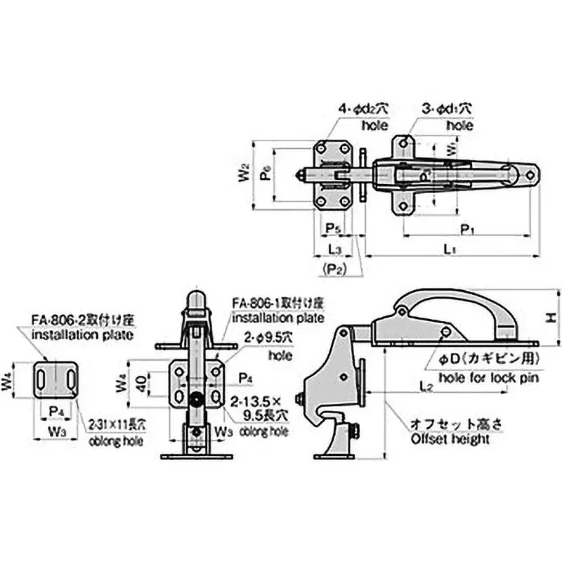 TAKIGEN Overlap Handle Catch Chrome Plating 600 g, FA-806S-1
