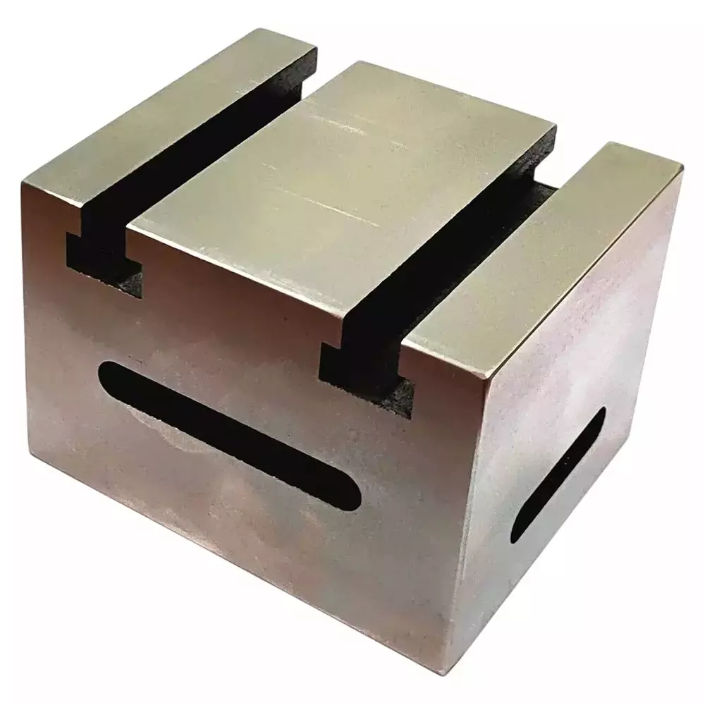 Buyohlic International T Slot Angle Plate Box Type Cast Iron Body Metal Ground Finish and 4 inch x 3-3/8 inch x 2-3/4 inch (100 x 85 x 60 mm) Size, EM-V5VC-O3LY