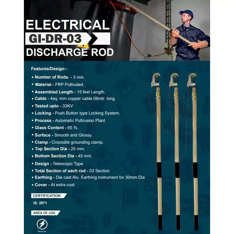 generic-premium-electrical-discharge-rod-33-kv-rated-voltage-6-m-cable-length-copper-beige-for-industrial-use