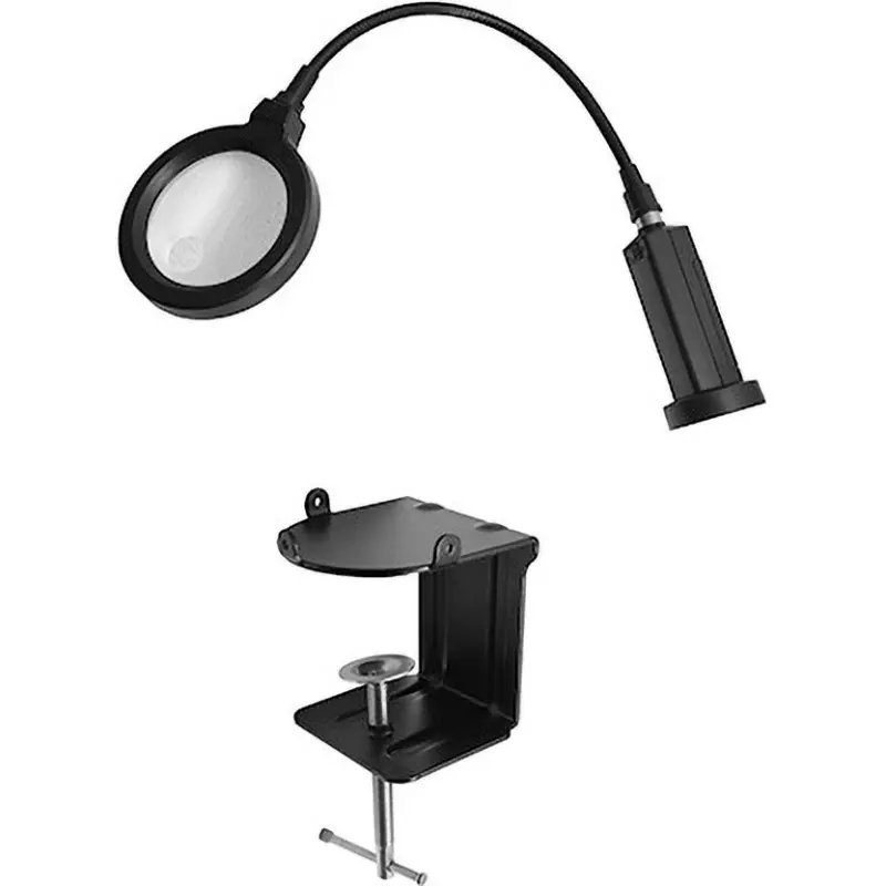 MonotaRO Clamp Magnifying Glass With LED Light Body: ABS, Lens: Acrylic glass, Clamp: Steel, 85218763