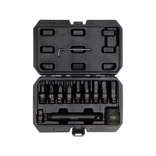 Yato 12 Pcs E & H Type Heavy Truck Impact Bit Set CrMo Body and Phosphate Finish, YT-10655