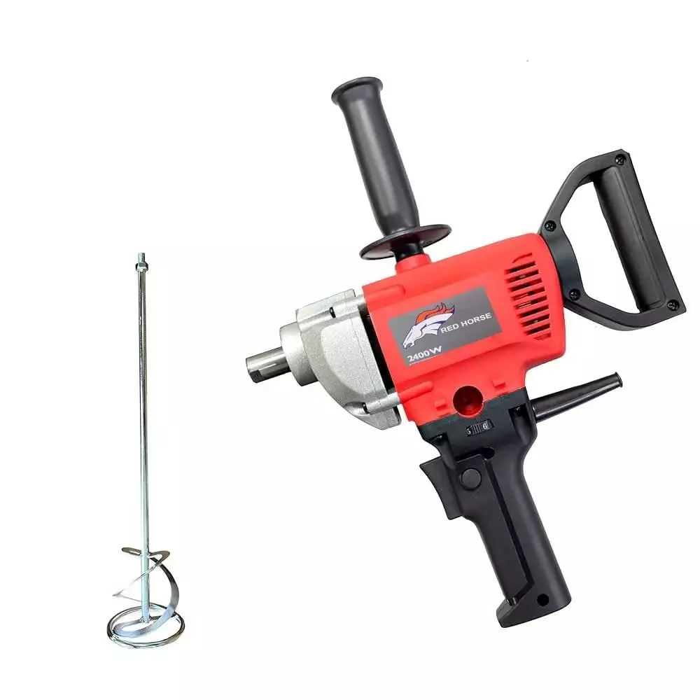 Red Horse 1200 W Electric Putty/Paint Mixer 800 RPM No Load Speed and 220 V, 50 Hz Power Supply, RH-338 (With Mixing Rod)