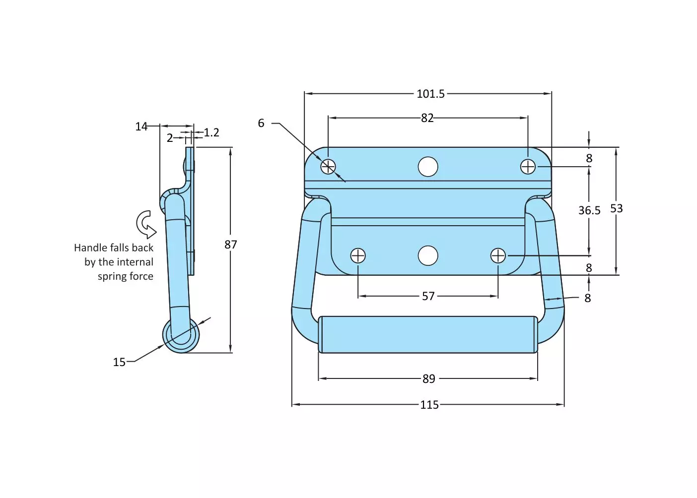 STEEL-SMITH Spring Loaded Foldable Handle Electro Polishing, HAN-95-637-SS