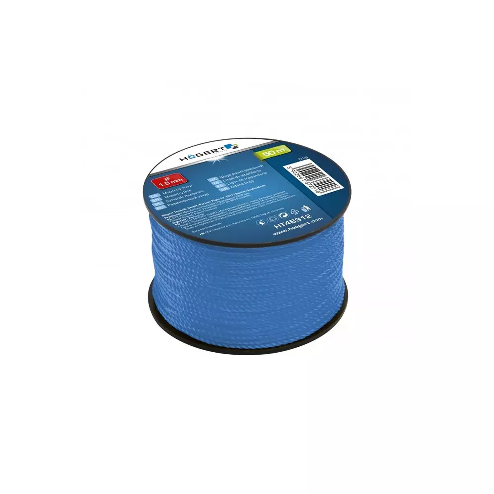 Hogert Technik 50 m Masonry String Blue Color and 1.5 mm Diameter for Construction Works, HT4B312