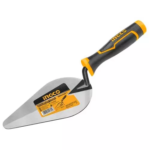 INGCO 8 inch (200 mm) Bricklaying Trowel Unique Design Plastic Handle and 9.5 mm Diameter Connecting Rod, HBT818