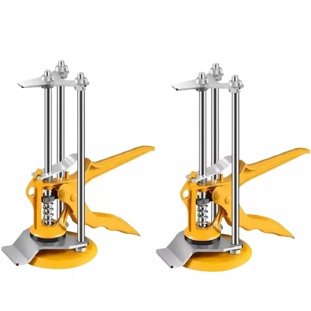 FLAMINGO ENTERPRISE Tile Lifting Adjuster Leveler High-Strength Alloy Steel Non-Magnetic 11 cmYellow & Silver, FM-327 (Pack of 2)