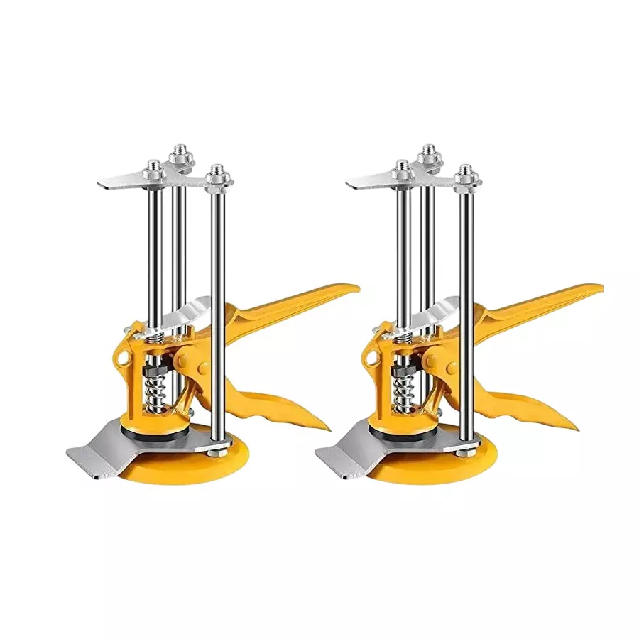 TileMaster Tile Lifting Adjuster Leveler Non-Magnetic High-Strength Alloy Steel Yellow & Silver 7 cm Size TM-149 (Pack of 2)