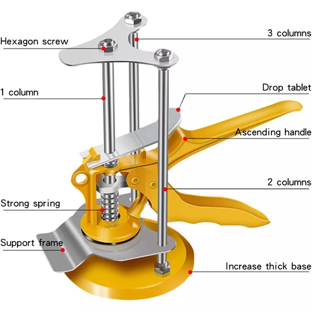 Catson Tile Lifter Height Adjuster Mason's Level Metal 10 cm Length Yellow (Pack of 2)