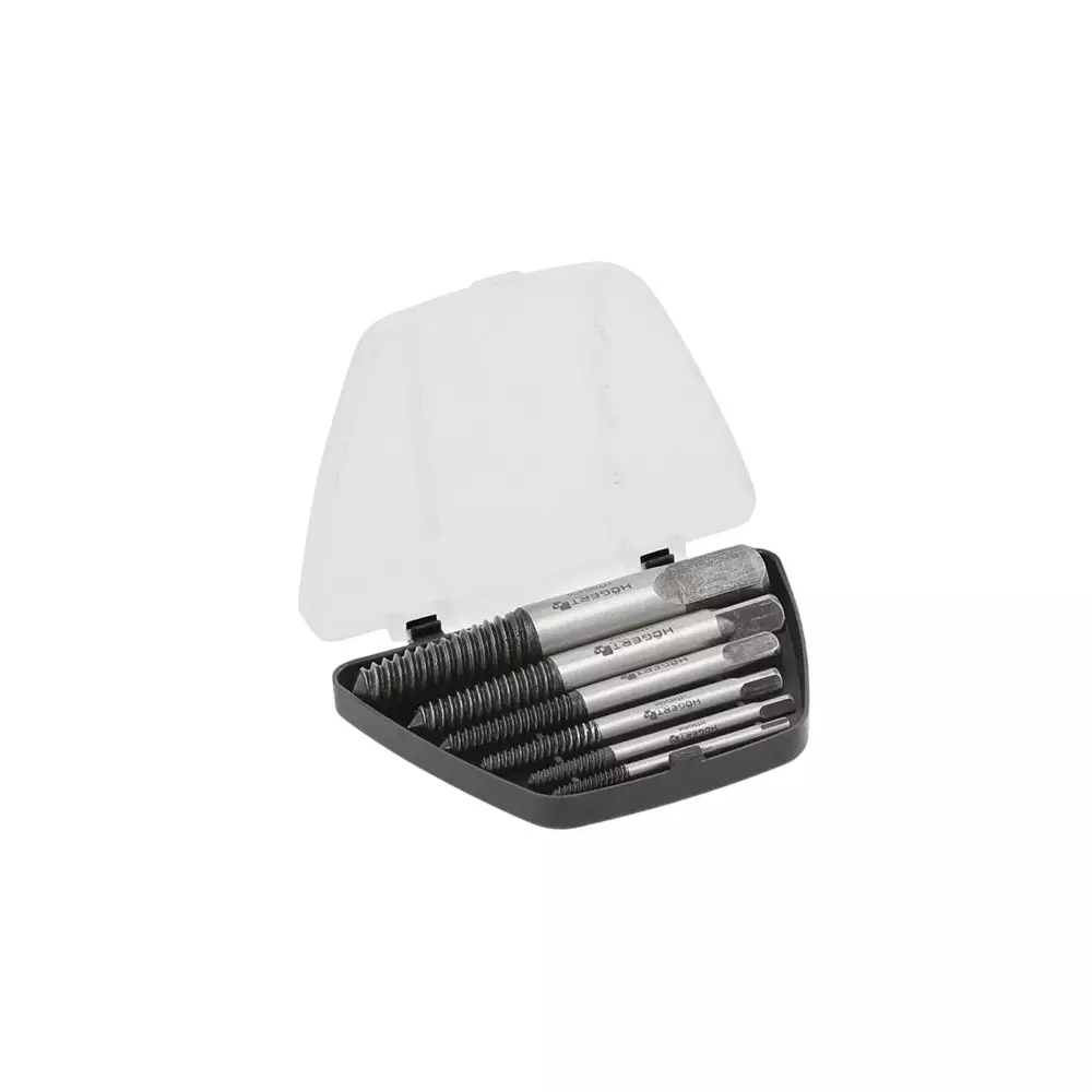 Hogert Technik 6 Pcs Screw Extractor Set Size M3-M6, M6-M8, M8-M11, M11-M14, M14-M18, M18-M25, HT8G404