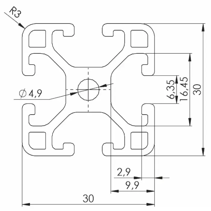 rs-pro-rs-pro-silver-aluminium-profile-strut-30-x-30-mm-6mm-groove-1000mm-length