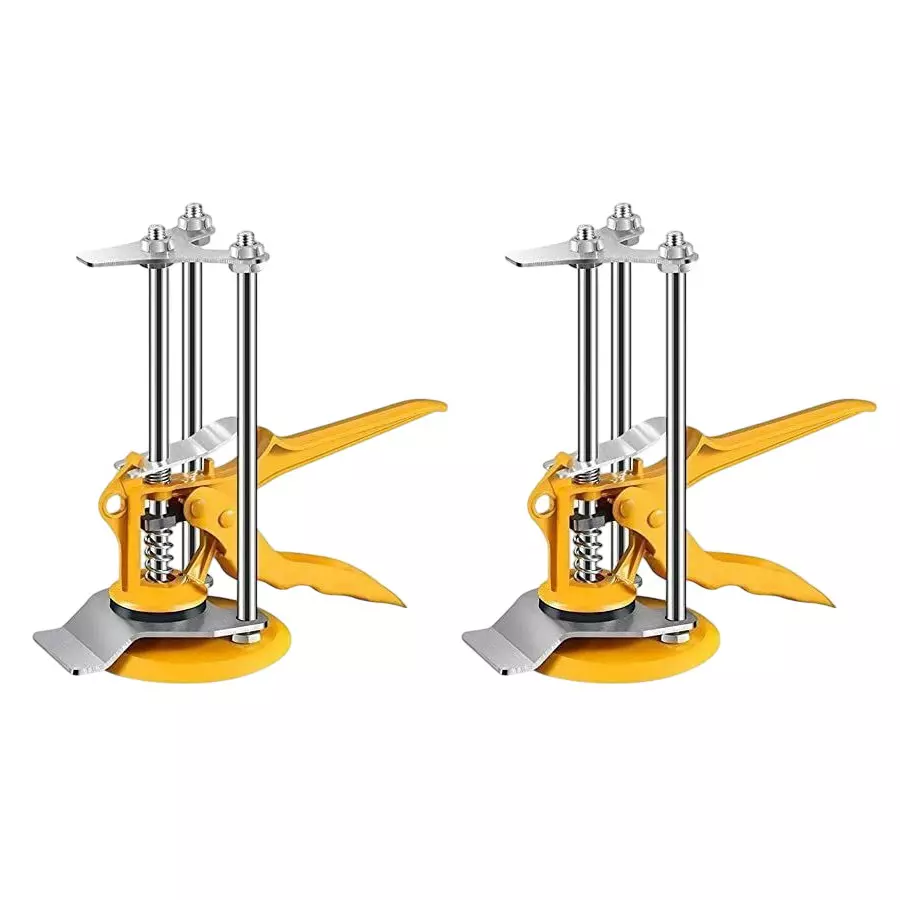 TileMaster Tile Lifting Adjuster Leveler Non-Magnetic High-Strength Alloy Steel Yellow & Silver 4 cm Size TM-148 (Pack of 2)