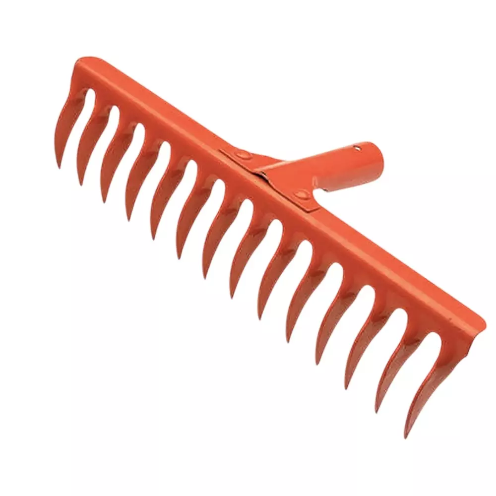 Darit Heavy Duty 14 Twisted Tooth Garden Rake Without Handle Metal Steel Red for Soil Mixing & Garden Use, AM 315