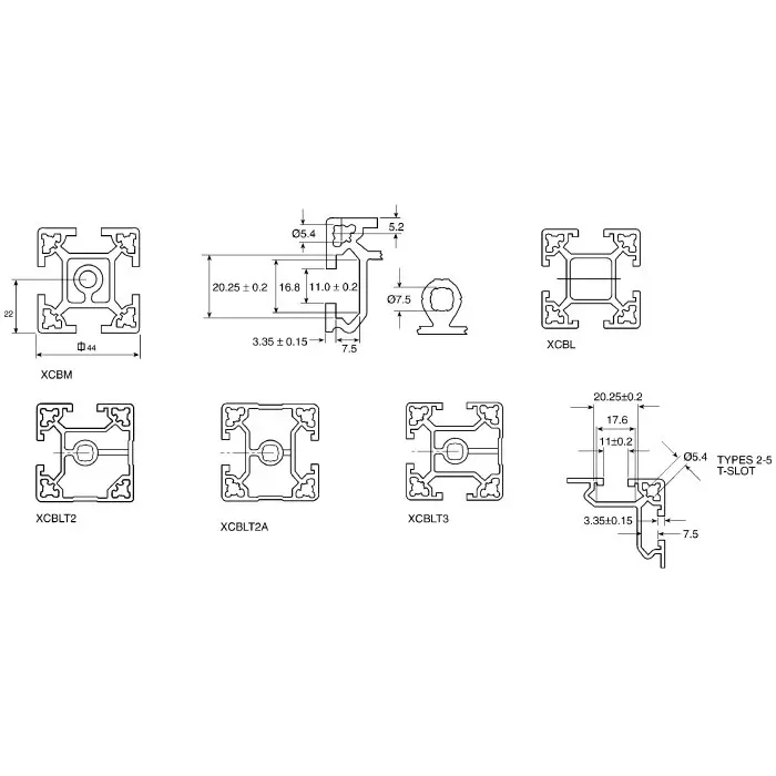 FlexLink Silver Aluminium Profile Strut 44 x 44 mm 11 mm Groove 1000 mm Length, XCBL 1X44 T3