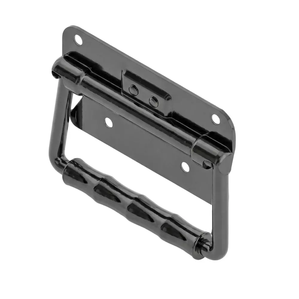 STEEL-SMITH Spring Loaded Foldable Handle Steel Black ED Coating 90 mm Dimension A, HAN-12060-BED