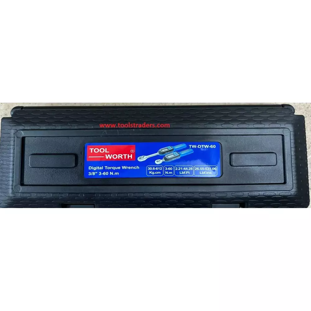 TOOL WORTH Digital Torque Wrench 9.53 mm (3/8 inch) Drive Size Ratchet Type 3 - 60 Nm Torque Range Stainless Steel, TW-DTW-60