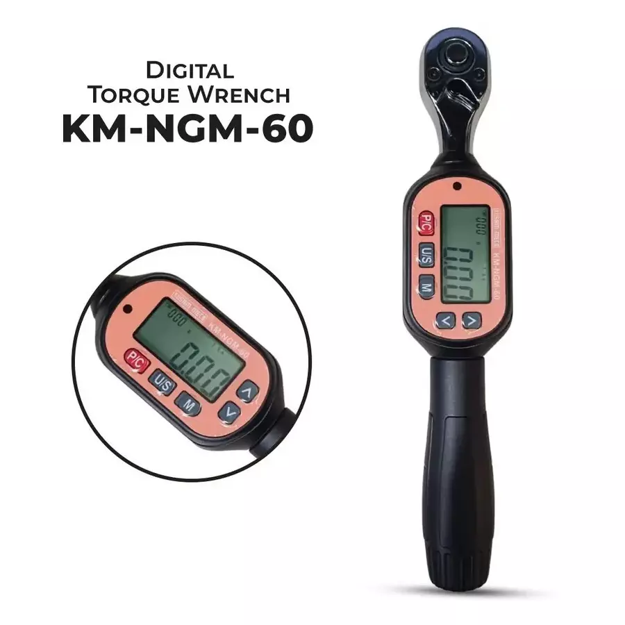 KUSAM-MECO Mini Digital Torque Wrench, 60 N-m Operating Range and ±2% to ±2.5% Precision, KM-NGM-60