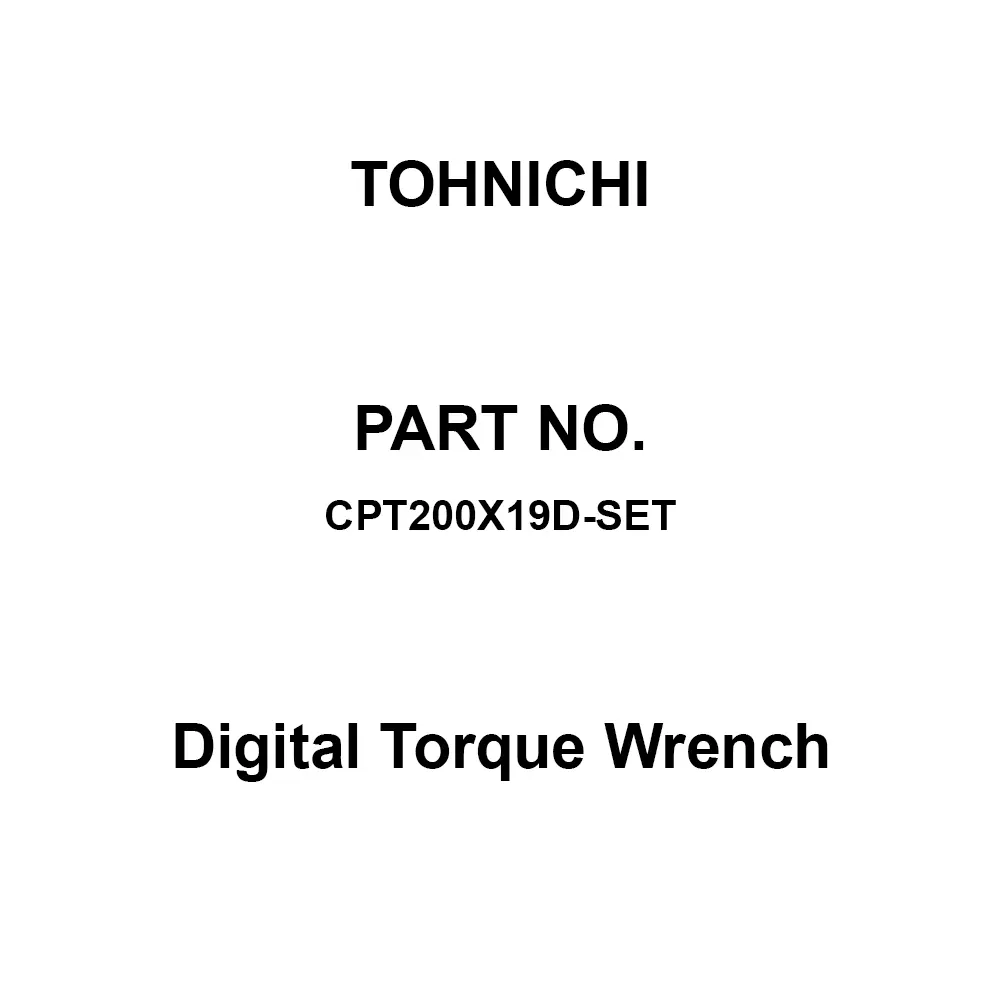 Tohnichi Digital Torque Wrench 12.7 mm Square Drive, CPT200X19D-SET