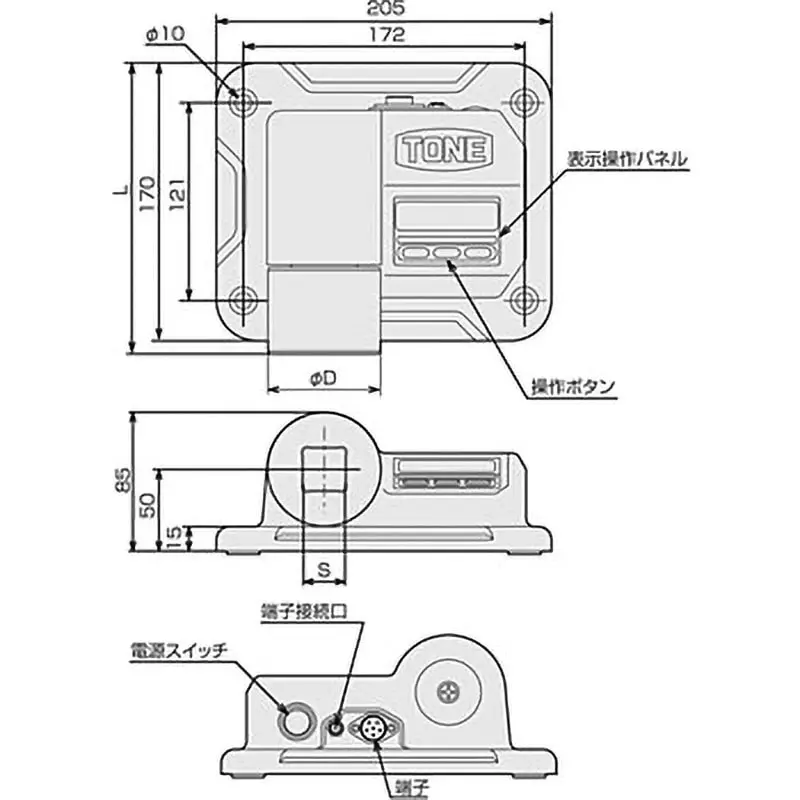 TONE Torque Checker 25.4 mm Insertion Angle of Input Side 5 to 40°C Operating Temperature Range, TTC-1000
