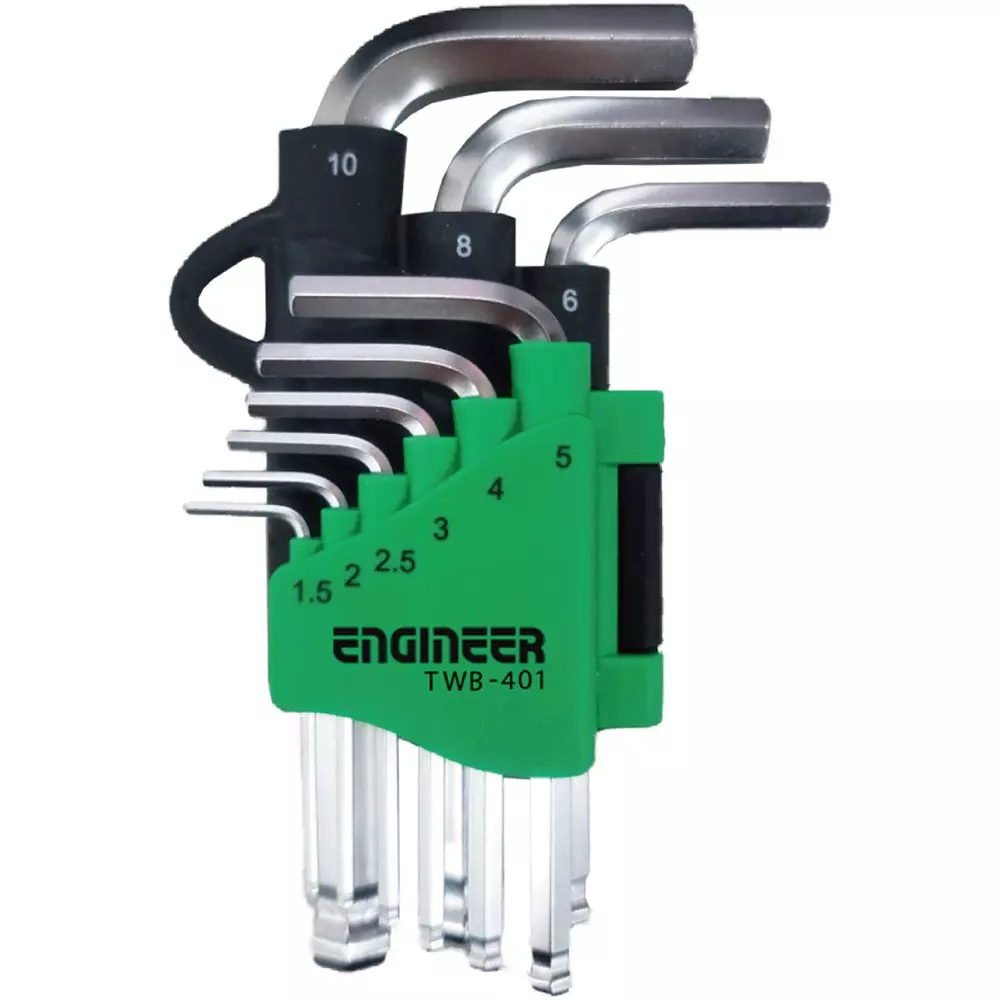 Engineer Ball Point Wrench Set Nickel Chrome Molybdenum Vanadium Steel, TWB-401 (Pack of 9 Pcs)