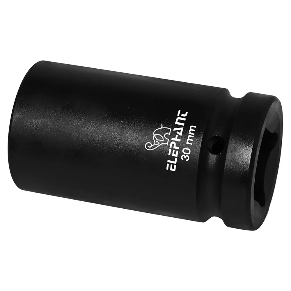 Elephant 1 inch (25.4 mm) Square Drive Imapct Socket 6-Point 30 mm Size 90 mm Length Metal