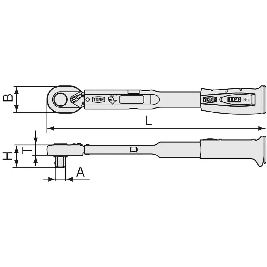 TONE Preset Type Torque Wrench 30 to 140 N.m Torque Range 505x97x70 mm, T4M140