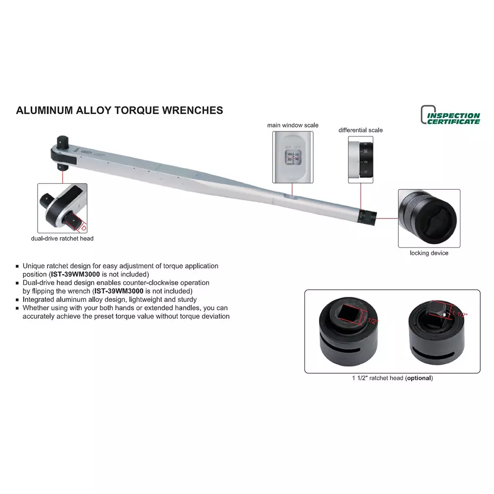 insize-aluminium-alloy-torque-wrench-mechanical-preset-type-with-1-inch-254-mm-square-drive-5-nm-graduation-and-4-accuracy-ist-39wm1500