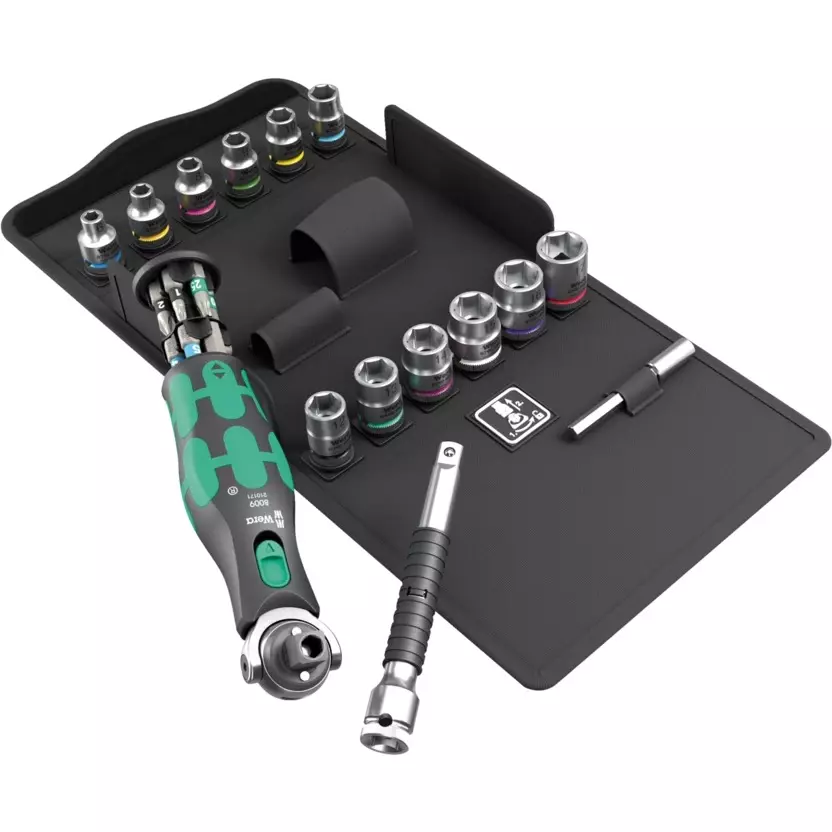 Wera 8009 Zyklop Pocket Set 3 Ratchet/Screwdriver Combination with 72 Teeth and Freely Pivoting Ratchet Head, 5004284001 (Set of 27)