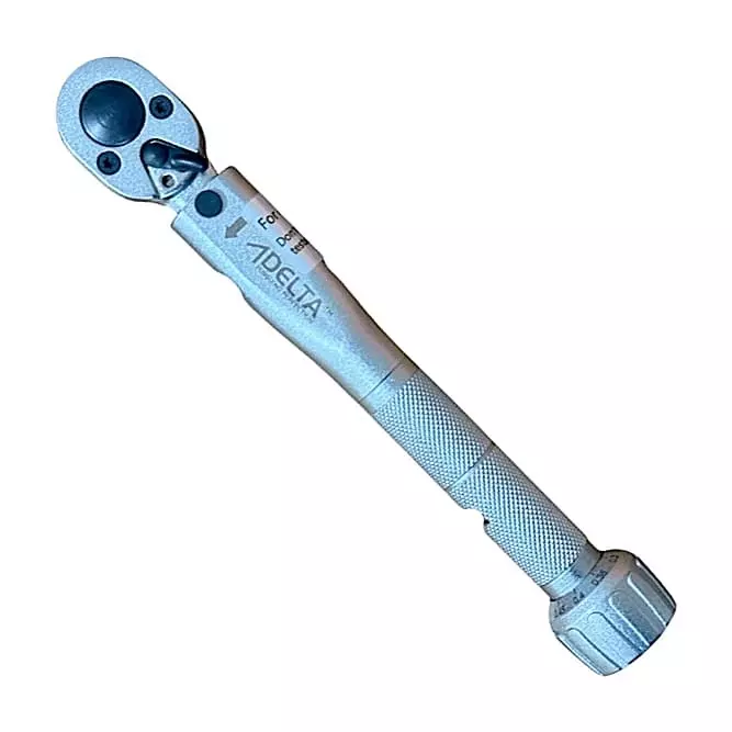 Delta Mechanical Torque Wrench 3-15 Nm Range 275 mm Length 1/4 Inch (0.63 cm) Drive Size Metal for Industrial Use, DTW-15N