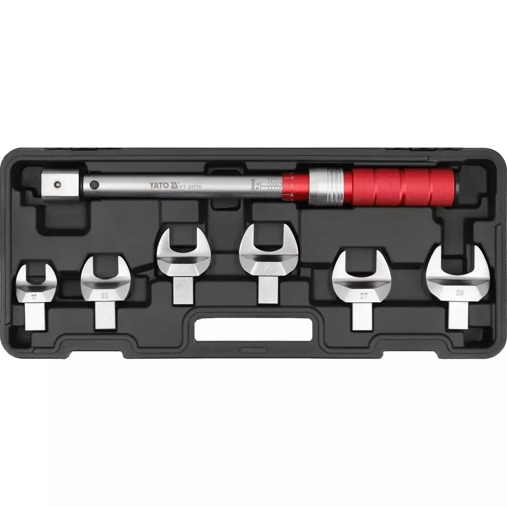 Yato Torque Wrench Set Interchangeable Head 10–100 Nm Torque 14 × 18 mm Clamp, YT-24770
