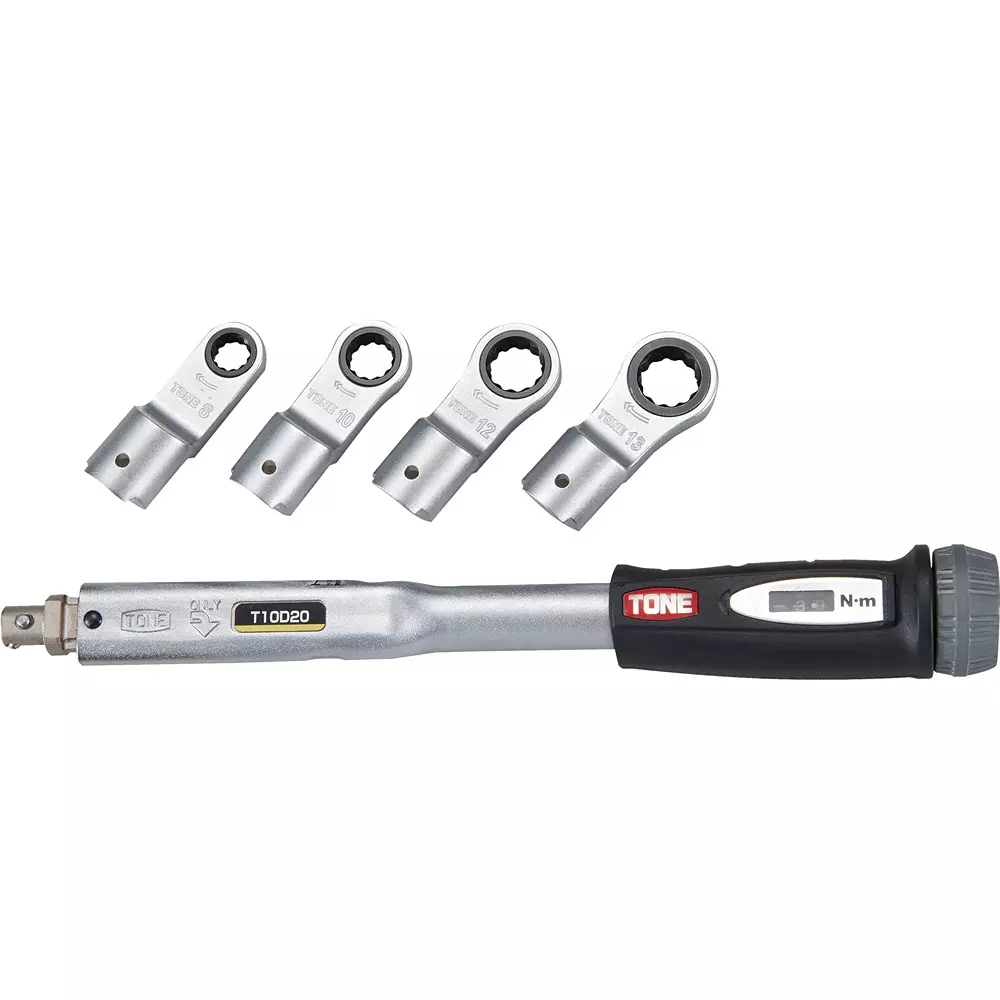 TONE Interchangeable Torque Wrench Ratchet Glasses Headset 5-25 Nm Range 12 mm Drive, T12D50RM50(Calibrated – Full Certificate Set)