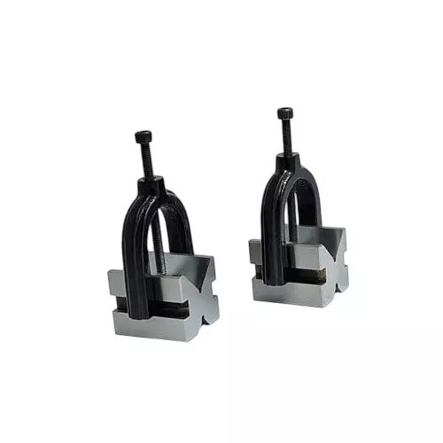 A.D INTERNATIONAL Hardened Steel V Block Set with Clamp 90° Angle and Size 1-5/8 x 1-1/4 x 1-1/4 inch, VK-Z83W-O2FB