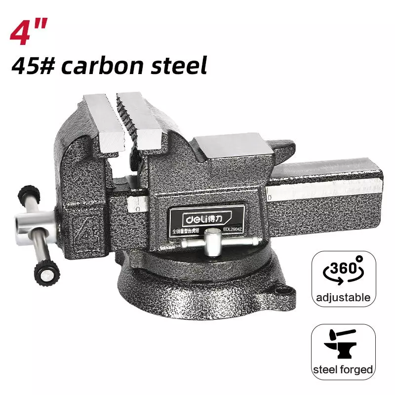 DELI Bench Vice 4 inch (100 mm) 45# Carbon Steel, EDL2904Z