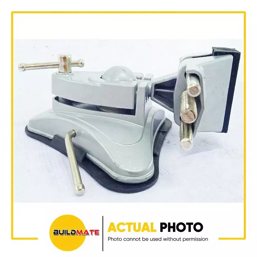 Hoteche Vacuum Base Vice 70 mm Jaw Width 360° Swivel Angle Stainless Steel Grey for Industrial Use, 300221